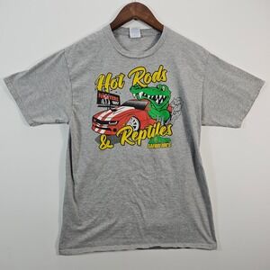 Port & Company Hot Rods & Reptiles Safari Joes Hooters Graphic TShirt Gray Men M